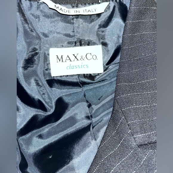 Max & Co classics pin stripe suit blazer lined wool blend 12 - Picture 4 of 5